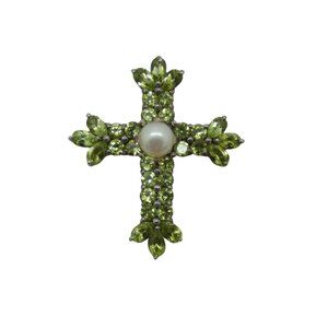 Blingy Citrine and Pearl Cross Pendant